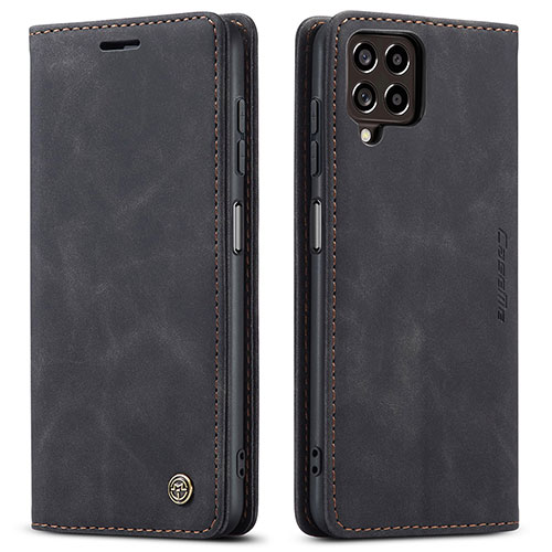 Leather Case Stands Flip Cover Holder C01S for Samsung Galaxy M33 5G Black