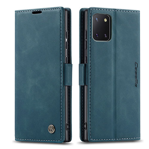 Leather Case Stands Flip Cover Holder C01S for Samsung Galaxy M60s Blue