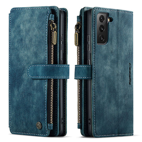 Leather Case Stands Flip Cover Holder C01S for Samsung Galaxy S21 Plus 5G Blue