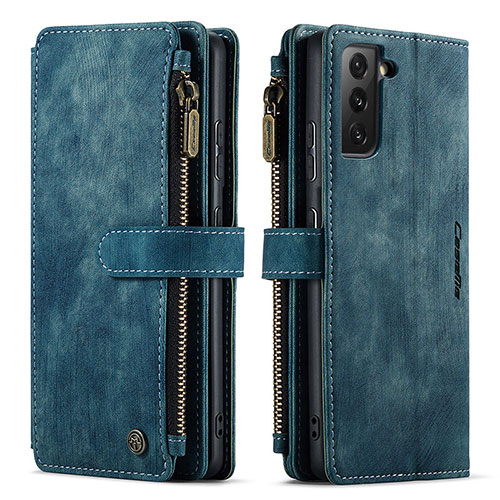 Leather Case Stands Flip Cover Holder C01S for Samsung Galaxy S22 5G Blue