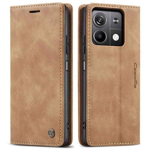 Leather Case Stands Flip Cover Holder C01S for Xiaomi Redmi Note 13 5G Light Brown