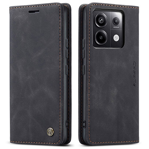 Leather Case Stands Flip Cover Holder C01S for Xiaomi Redmi Note 13 Pro 5G Black