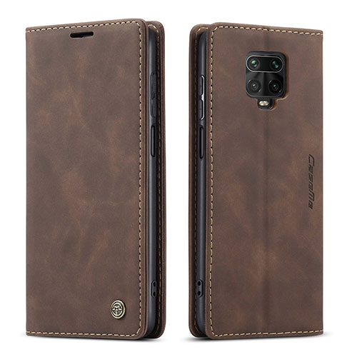 Leather Case Stands Flip Cover Holder C01S for Xiaomi Redmi Note 9 Pro Brown
