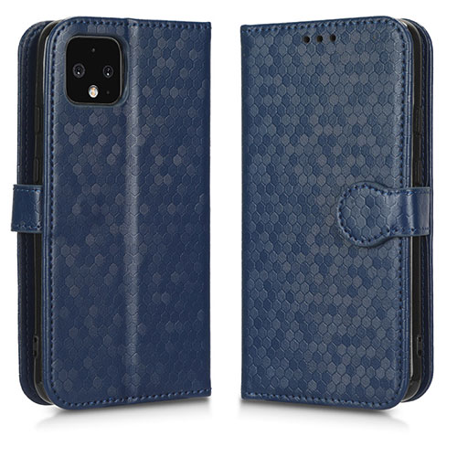 Leather Case Stands Flip Cover Holder C01X for Google Pixel 4 Blue