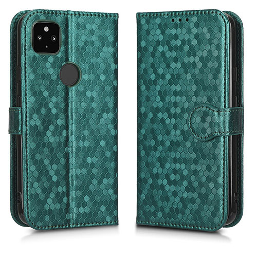 Leather Case Stands Flip Cover Holder C01X for Google Pixel 4a 5G Green