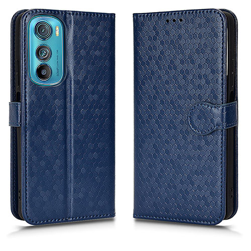 Leather Case Stands Flip Cover Holder C01X for Motorola Moto Edge 30 5G Blue