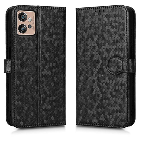 Leather Case Stands Flip Cover Holder C01X for Motorola Moto G32 Black