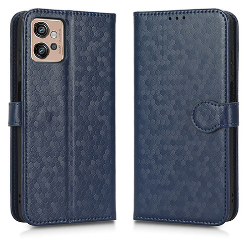 Leather Case Stands Flip Cover Holder C01X for Motorola Moto G32 Blue