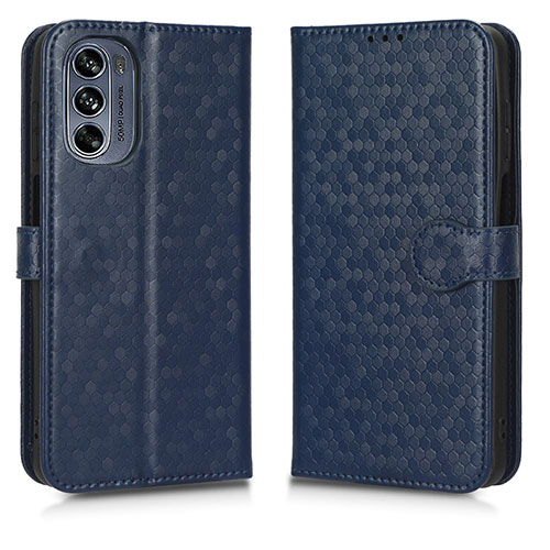 Leather Case Stands Flip Cover Holder C01X for Motorola Moto G62 5G Blue