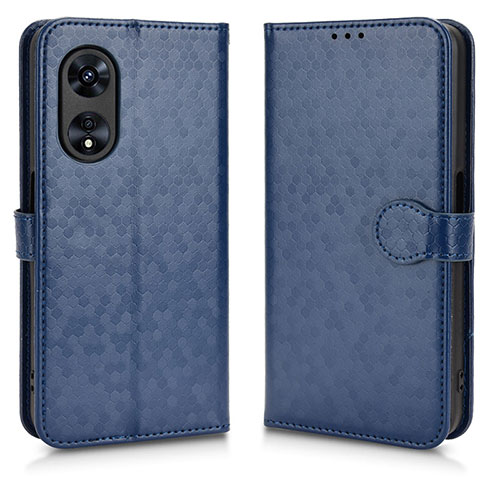 Leather Case Stands Flip Cover Holder C01X for Oppo A58x 5G Blue