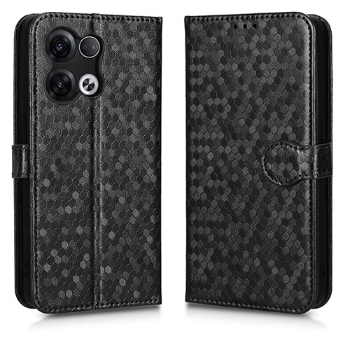 Leather Case Stands Flip Cover Holder C01X for Oppo Reno8 Pro 5G Black