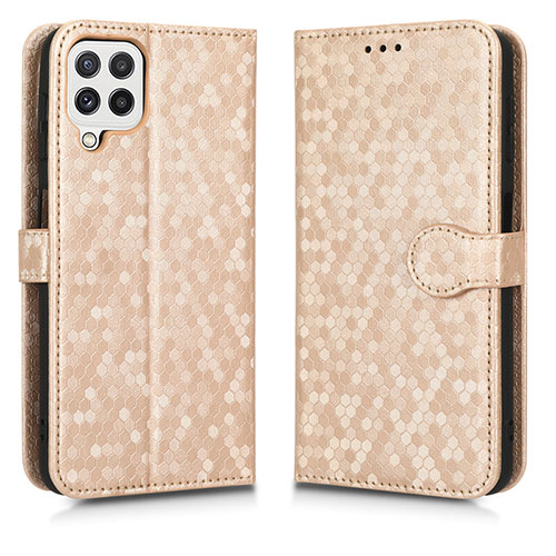 Leather Case Stands Flip Cover Holder C01X for Samsung Galaxy F22 4G Gold