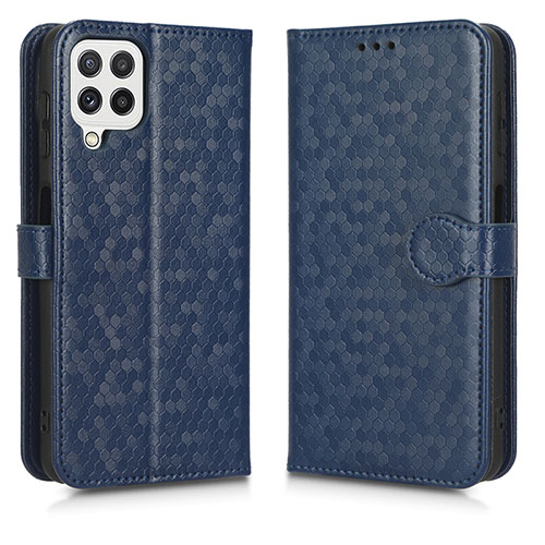 Leather Case Stands Flip Cover Holder C01X for Samsung Galaxy M22 4G Blue