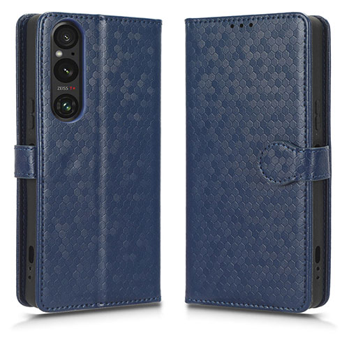 Leather Case Stands Flip Cover Holder C01X for Sony Xperia 1 V Blue