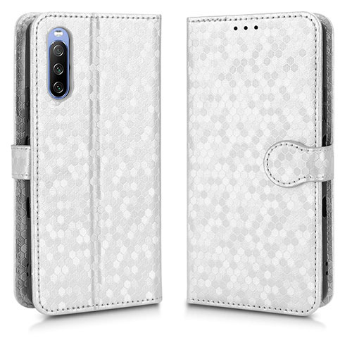 Leather Case Stands Flip Cover Holder C01X for Sony Xperia 10 III Silver
