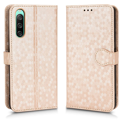 Leather Case Stands Flip Cover Holder C01X for Sony Xperia 10 IV Gold