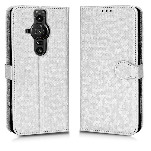 Leather Case Stands Flip Cover Holder C01X for Sony Xperia PRO-I Silver