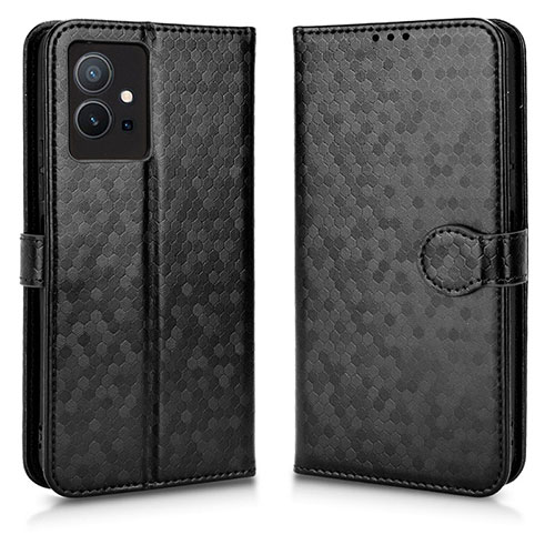 Leather Case Stands Flip Cover Holder C01X for Vivo T1 5G India Black