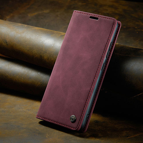 Leather Case Stands Flip Cover Holder C02S for Huawei Mate 60 Pro Red Wine