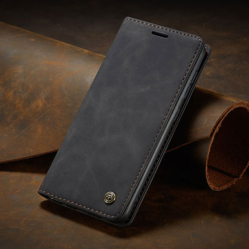 Leather Case Stands Flip Cover Holder C02S for Samsung Galaxy A41 Black