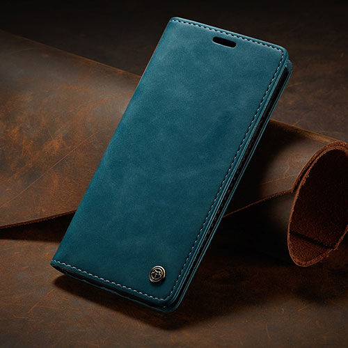 Leather Case Stands Flip Cover Holder C02S for Samsung Galaxy A42 5G Blue