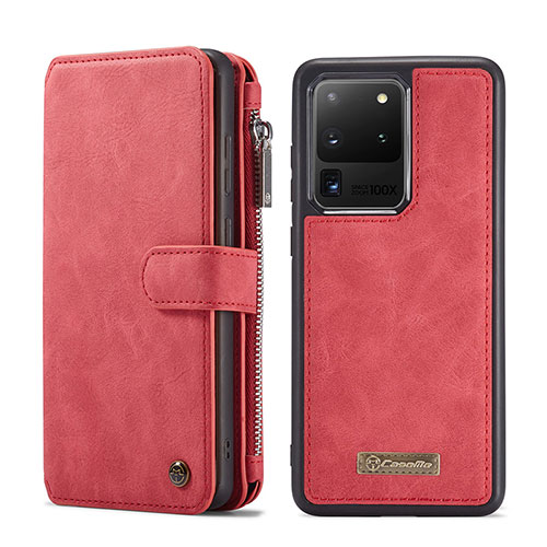 Leather Case Stands Flip Cover Holder C02S for Samsung Galaxy S20 Ultra 5G Red