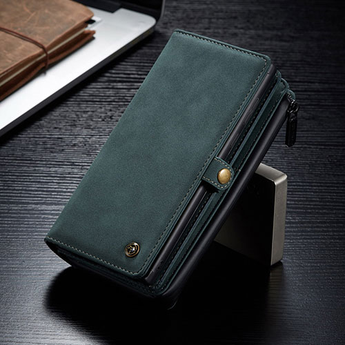 Leather Case Stands Flip Cover Holder C02S for Samsung Galaxy S21 Ultra 5G Green