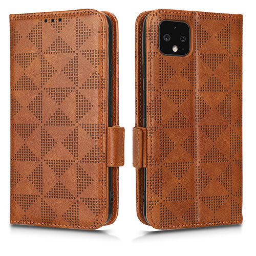 Leather Case Stands Flip Cover Holder C02X for Google Pixel 4 XL Brown