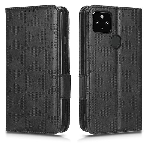 Leather Case Stands Flip Cover Holder C02X for Google Pixel 4a 5G Black