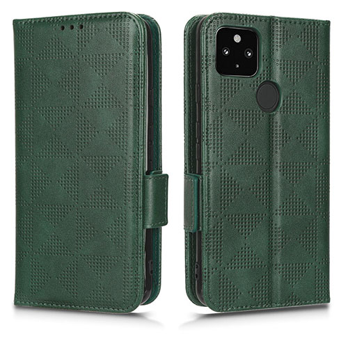 Leather Case Stands Flip Cover Holder C02X for Google Pixel 4a 5G Green