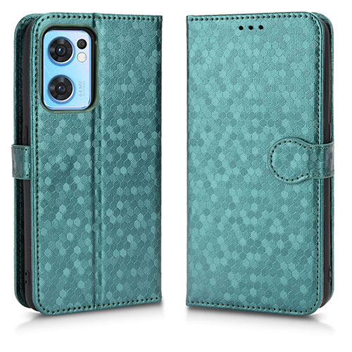 Leather Case Stands Flip Cover Holder C02X for Oppo Reno7 5G Green