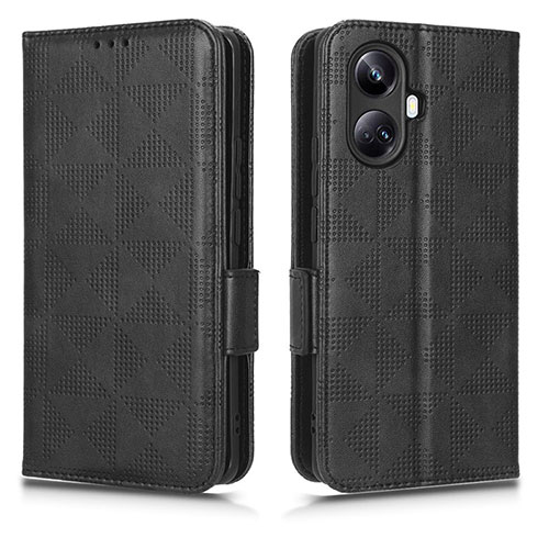 Leather Case Stands Flip Cover Holder C02X for Realme 10 Pro+ Plus 5G Black