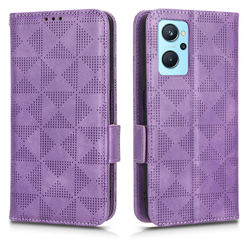 Leather Case Stands Flip Cover Holder C02X for Realme 9i 4G Purple