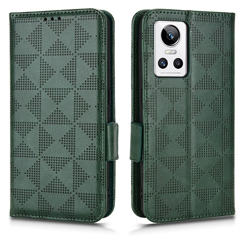 Leather Case Stands Flip Cover Holder C02X for Realme GT Neo3 5G Green