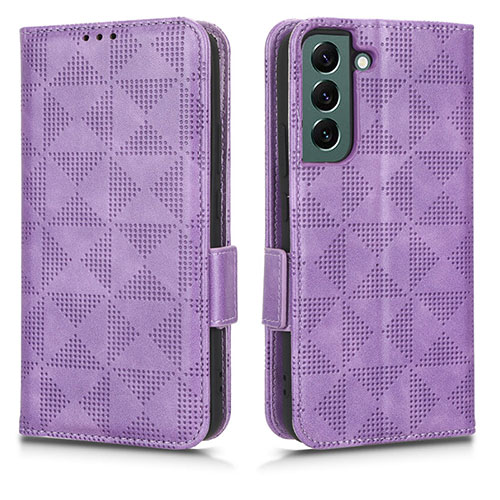 Leather Case Stands Flip Cover Holder C02X for Samsung Galaxy S25 Plus 5G Purple