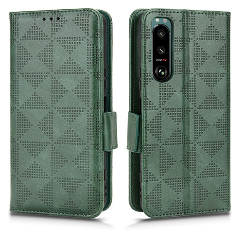 Leather Case Stands Flip Cover Holder C02X for Sony Xperia 5 III Green