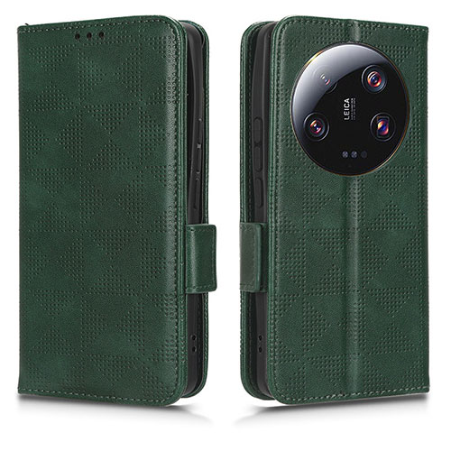 Leather Case Stands Flip Cover Holder C02X for Xiaomi Mi 13 Ultra 5G Green
