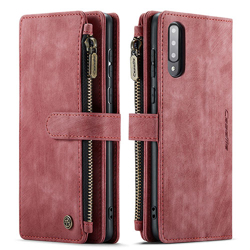 Leather Case Stands Flip Cover Holder C03S for Samsung Galaxy A50S Red