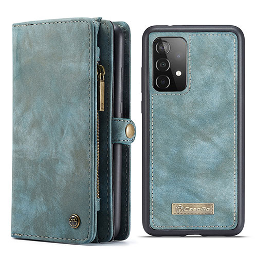 Leather Case Stands Flip Cover Holder C03S for Samsung Galaxy A52 4G Blue