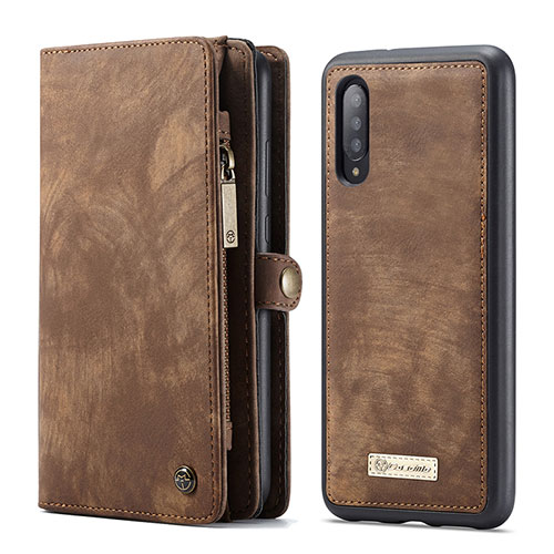 Leather Case Stands Flip Cover Holder C03S for Samsung Galaxy A70 Brown