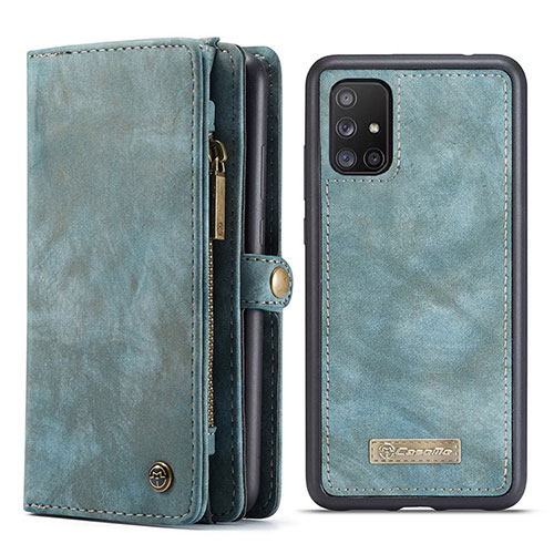 Leather Case Stands Flip Cover Holder C03S for Samsung Galaxy A71 4G A715 Blue