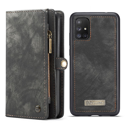 Leather Case Stands Flip Cover Holder C03S for Samsung Galaxy A71 5G Black