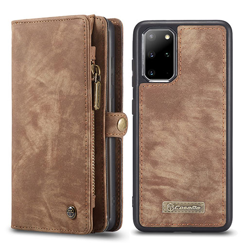 Leather Case Stands Flip Cover Holder C03S for Samsung Galaxy S20 Plus 5G Brown