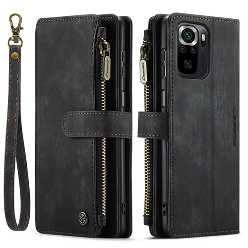 Leather Case Stands Flip Cover Holder C03S for Xiaomi Poco M5S Black