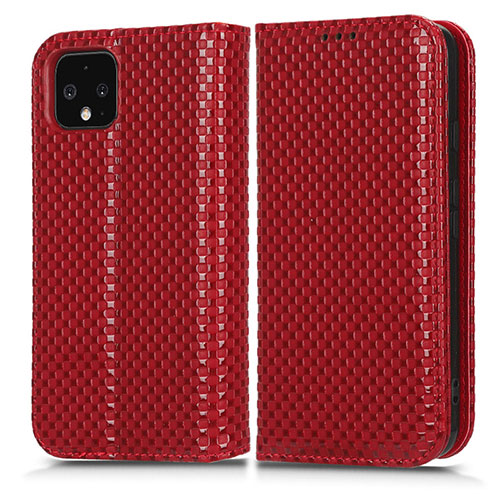 Leather Case Stands Flip Cover Holder C03X for Google Pixel 4 Red