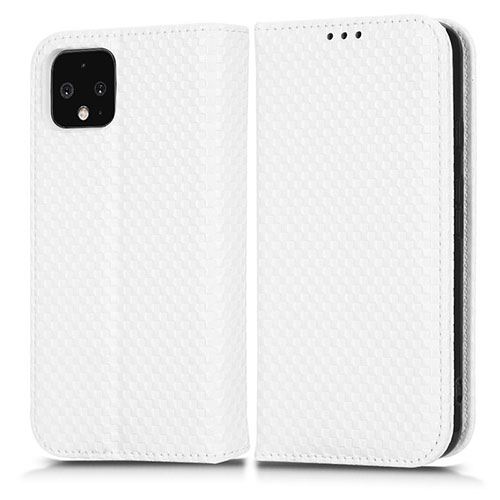 Leather Case Stands Flip Cover Holder C03X for Google Pixel 4 White
