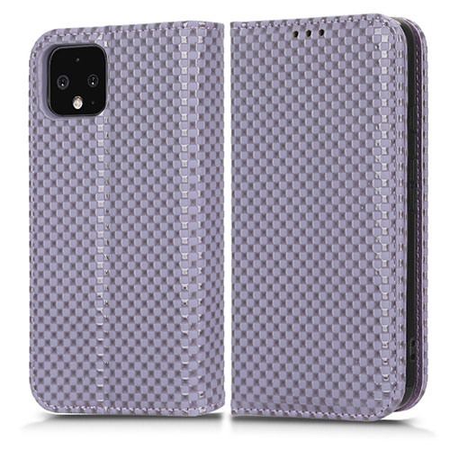 Leather Case Stands Flip Cover Holder C03X for Google Pixel 4 XL Purple