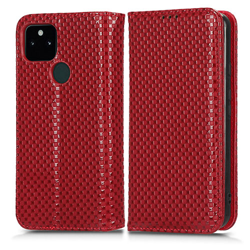 Leather Case Stands Flip Cover Holder C03X for Google Pixel 5a 5G Red