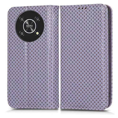 Leather Case Stands Flip Cover Holder C03X for Huawei Honor X9 5G Purple