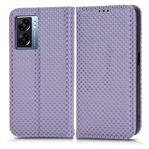 Leather Case Stands Flip Cover Holder C03X for OnePlus Nord N300 5G Purple